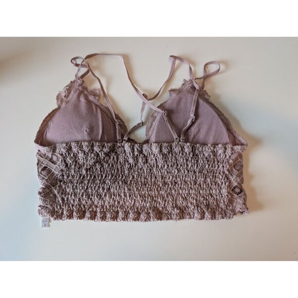 Lace Bralette Top By Anemone - Mauve Adjustable Straps Size Medium Smocked Back - Picture 2 of 4